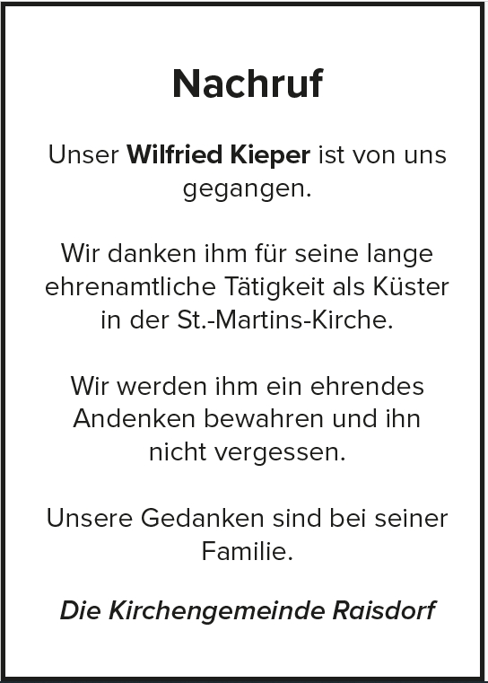 Nachruf Herr Kieper